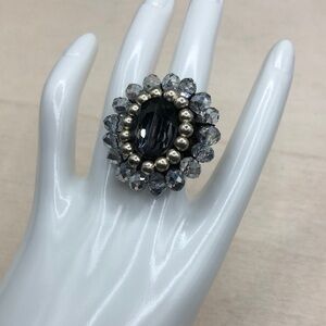 Artisan handcrafted dazzling crystal ring - dressy statement night out party.